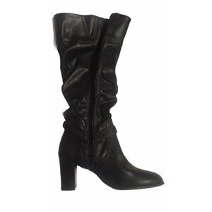 Jaclyn Smith Women’s Size 9 Black Slouchy Knee High Boots With Buckle & Side Zip
